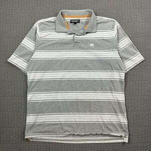 Vintage Y2K Ecko Unltd Polo Shirt Men XL Grey White Striped Urban Hip Hop Skater